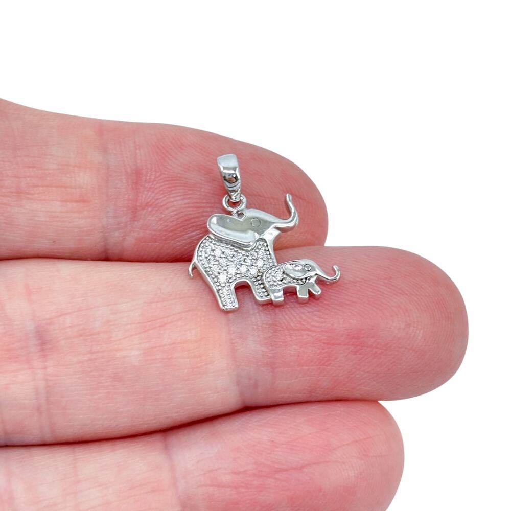 Vintage Sterling Silver 925 Cubic Zirconia Elephant Pendant